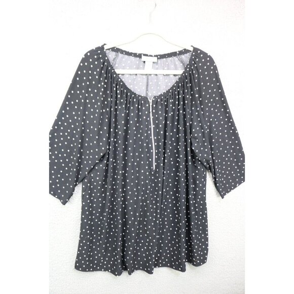 Catherine's 3/4 Sleeve Zip Front Silky Top-Size OX or 14/16W - Picture 1 of 10